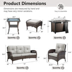 Outdoor Fire Pit Conversation Set, 3-Seat Sofa & Chairs Patio Furniture Set