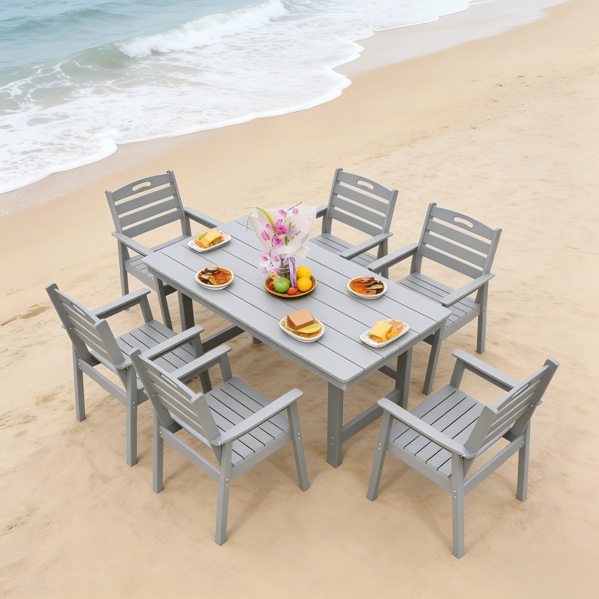 Outdoor Patio Dining Set - Table and Six Chairs
