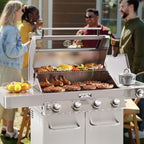 Larger Convertible 4 Burner Natural Gas Grill Stainless Steel Cabinet Style Propane Grills, LED Controls,Side Burner(Without Conversion Kit)