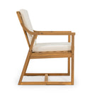Patio Dining Chair Set of 2, Wood Outdoor Armchairs with Removable Cushions