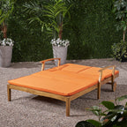 Outdoor Adjustable Double Chaise Lounge with Water Resistant Cushions