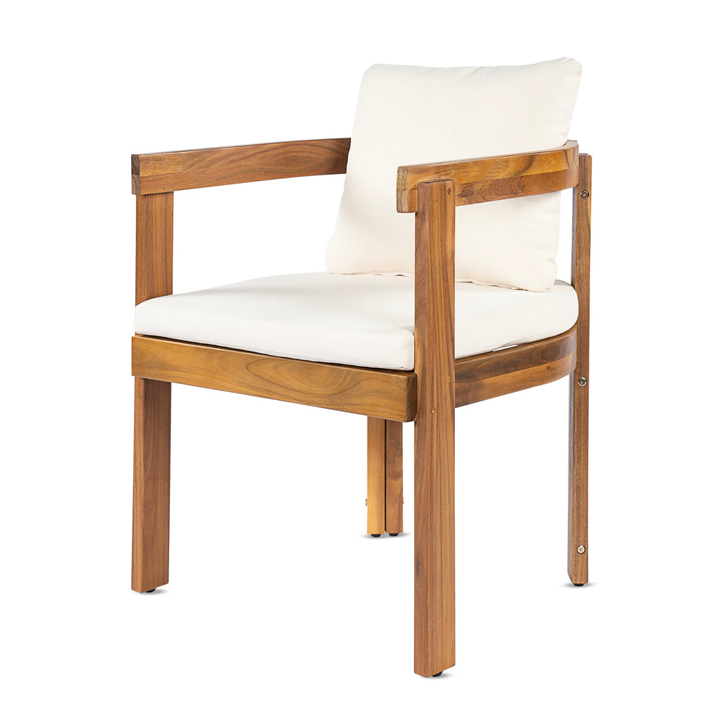 7- Piece Acacia Wood Outdoor Dining Set with Cream Cushions