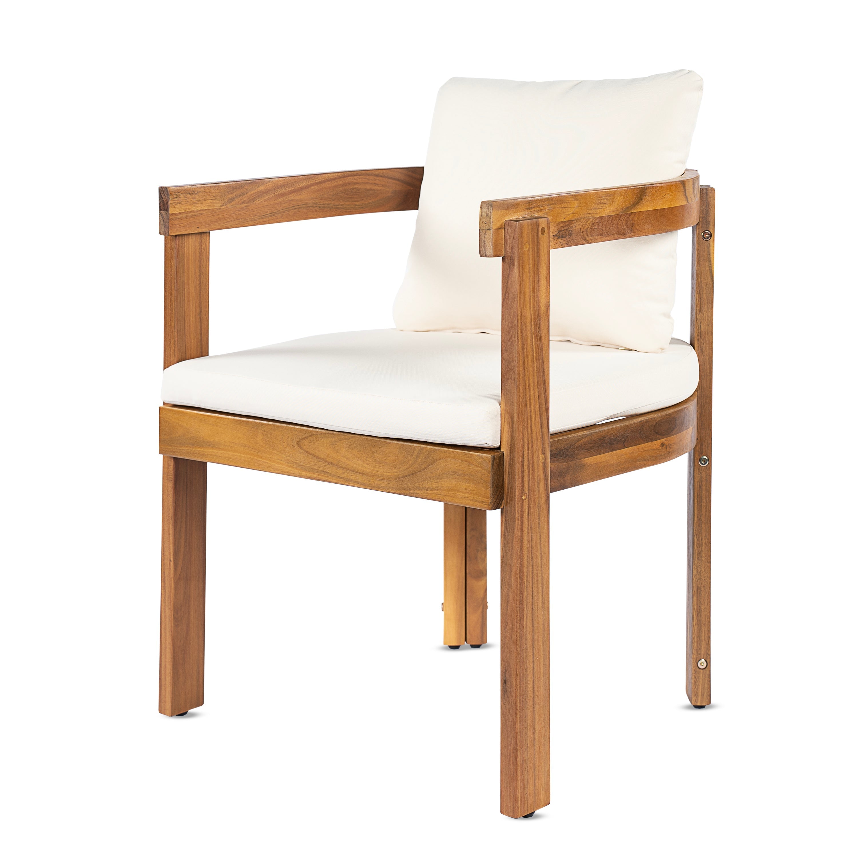 7- Piece Acacia Wood Outdoor Dining Set with Cream Cushions