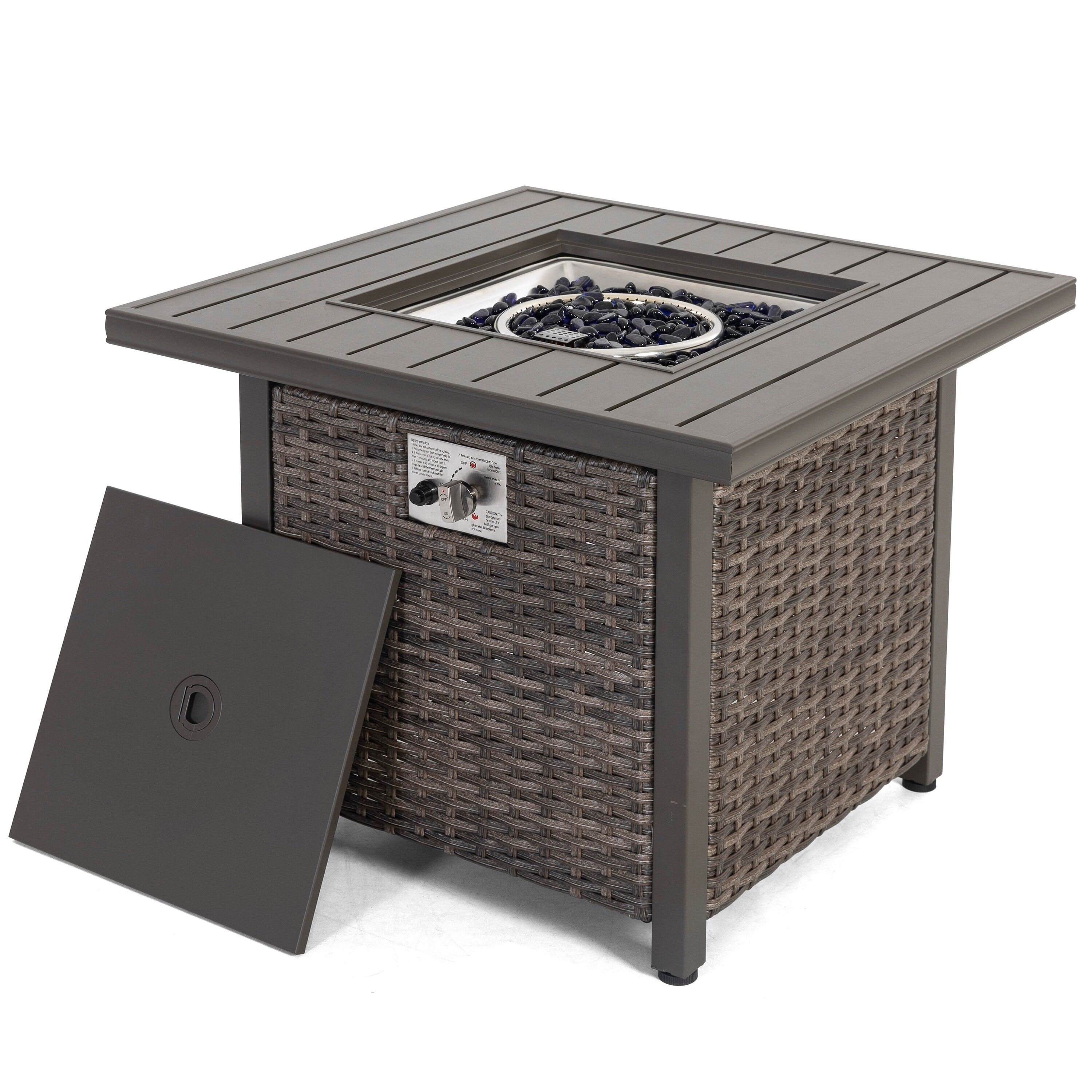 29.92-In W 50000 Maximum Btus Iron Square Liquid Propane Fire Pit Table