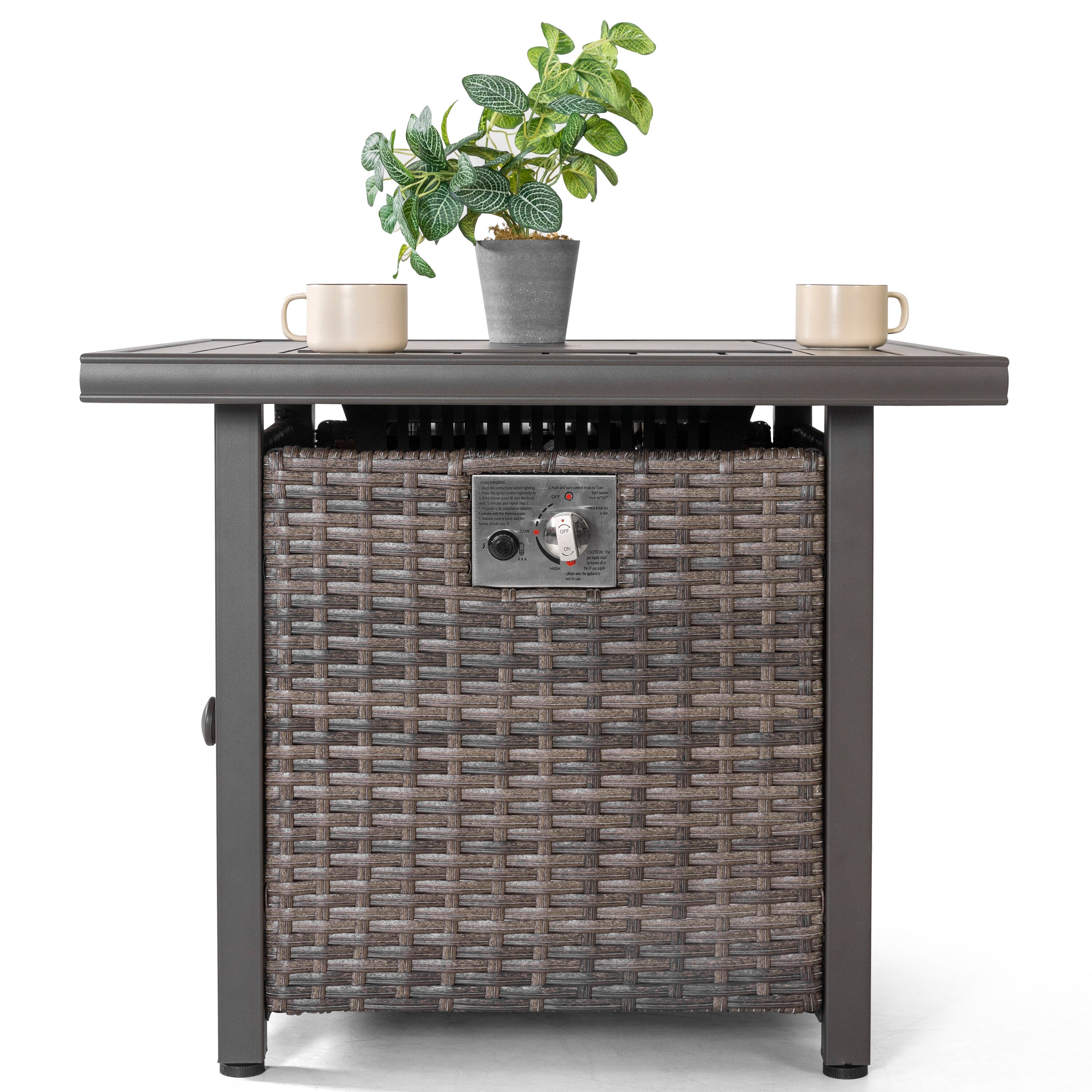 29.92-In W 50000 Maximum Btus Iron Square Liquid Propane Fire Pit Table