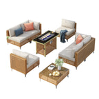 K&K 8-Piece Patio Furniture Set with Fire Pit Table