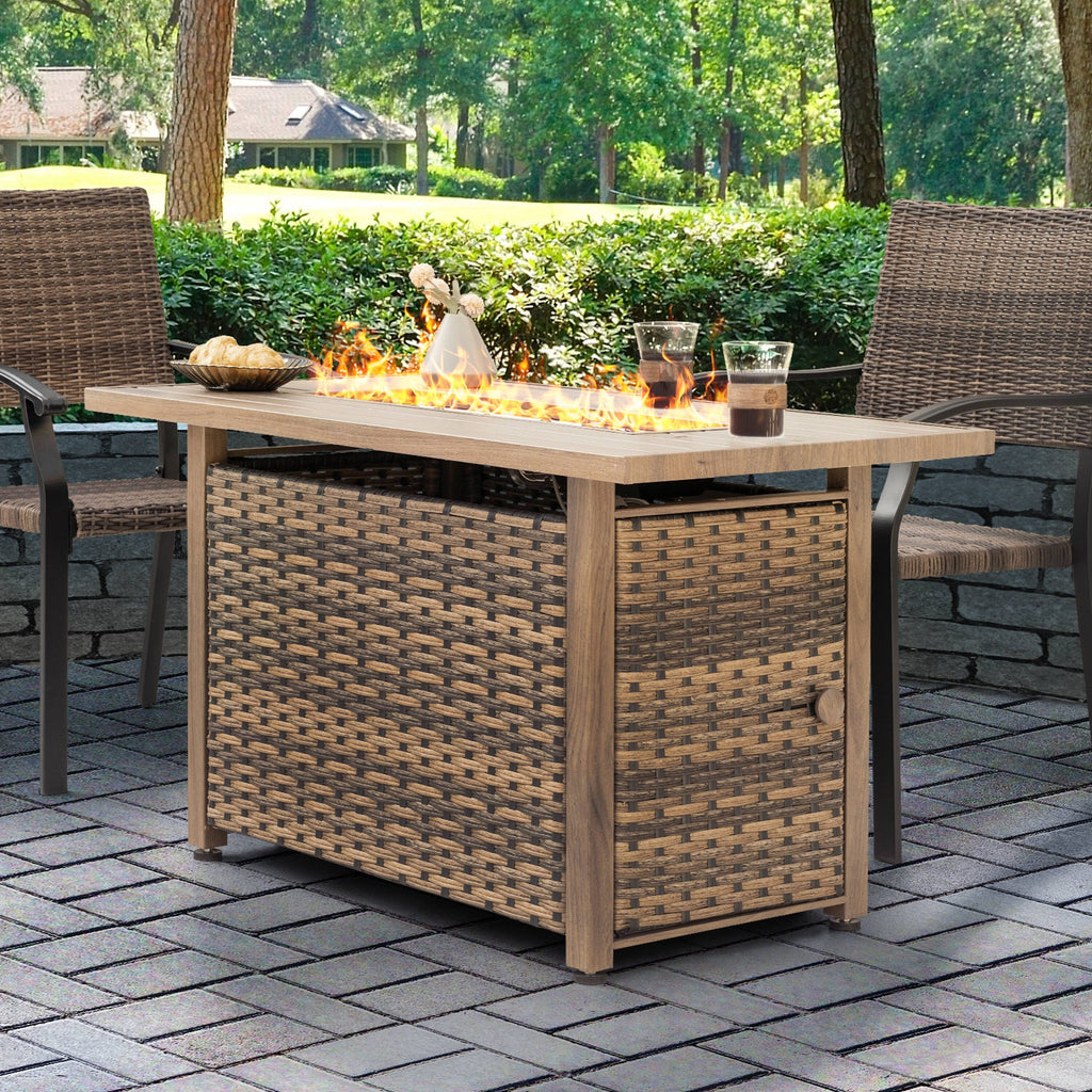 Fire Pit Table 43-In W 50000 Maximum Btus Iron Rectangle Liquid Propane Fire Pit Table