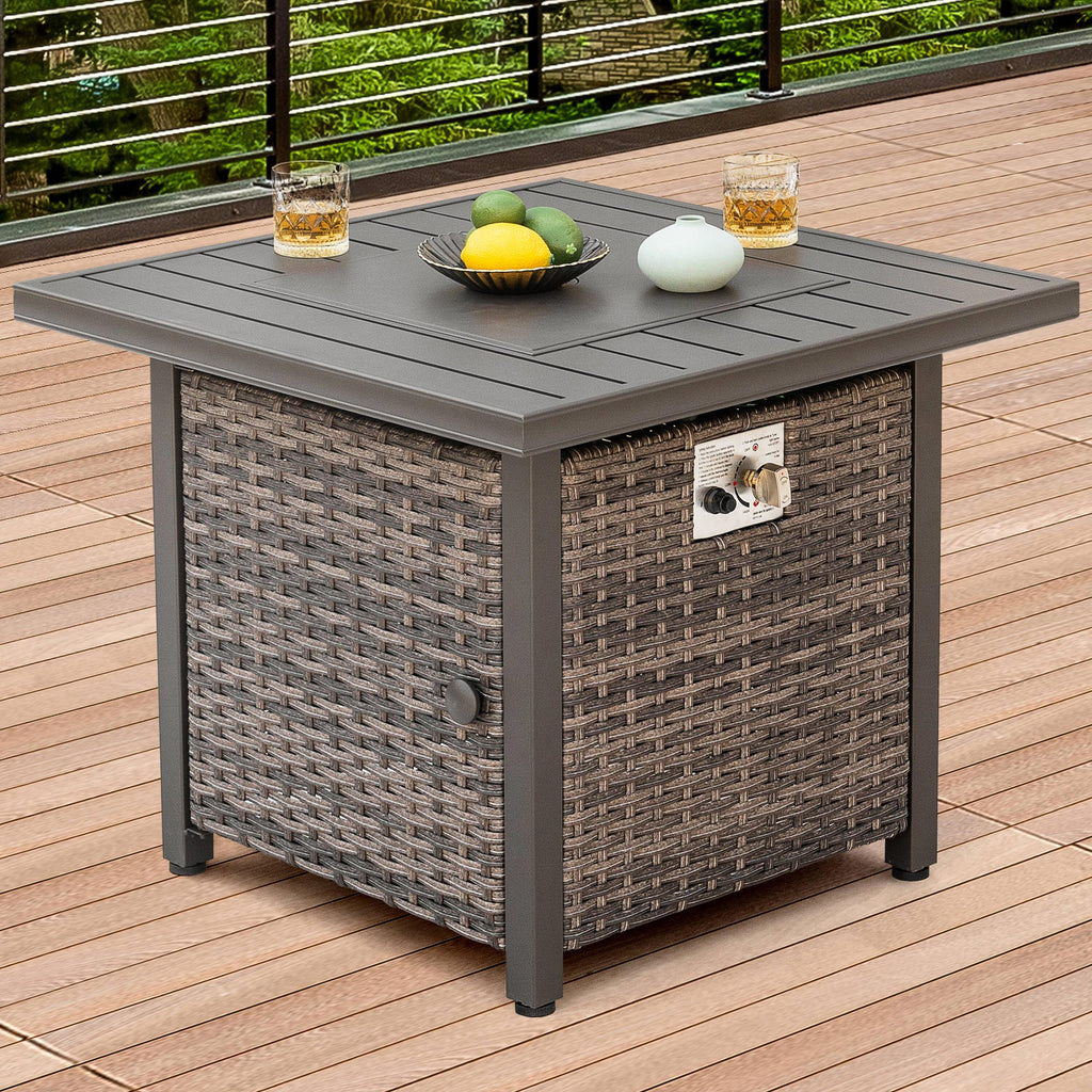 29.92-In W 50000 Maximum Btus Iron Square Liquid Propane Fire Pit Table