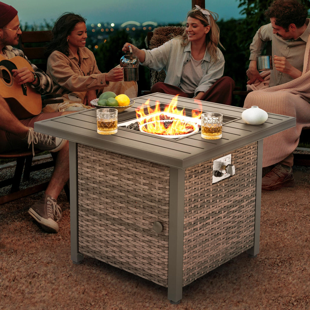29.92-In W 50000 Maximum Btus Iron Square Liquid Propane Fire Pit Table