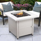 30 In. Gas Fire Pit Table with Cover, Black Glass
