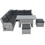 Outdoor Furniture Set Patio Rattan with Recliners and Tables