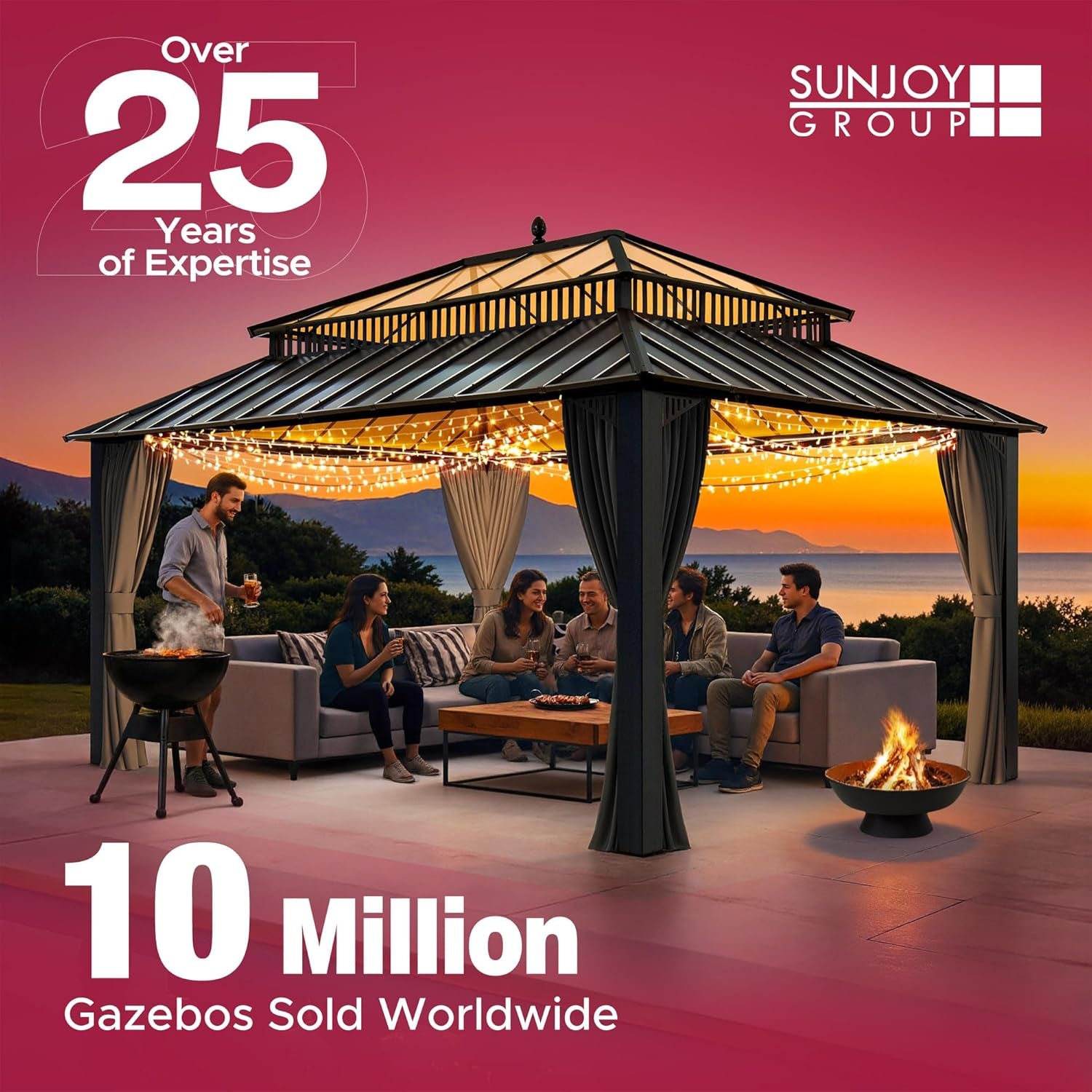 Smokeless Fire Pit 28-Inch Hexagonal Firepit for Outdoor, Stainless Steel Wood Burning Fireplace with Removable Ash Pan, PVC Cover and Fire Poker, Ideal for Camping, Bonfire, Backyard, Black