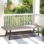 3- Piece Patio Dining Set Outdoor Aluminum Rectangular Dining Table and Steel Outdoor Bench