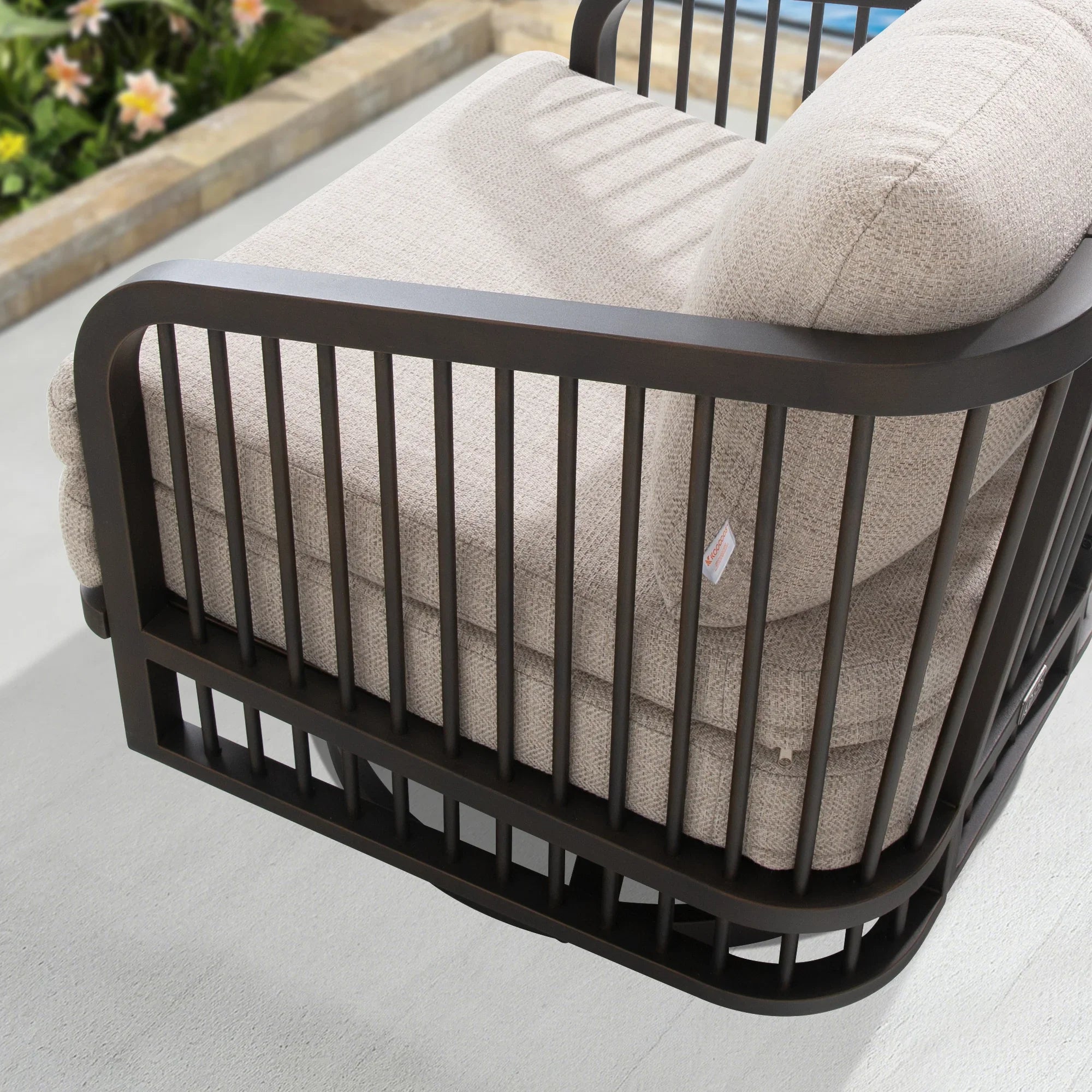 4-Piece Aluminum Patio Swivel Seating Set With Sintered Stone Tables