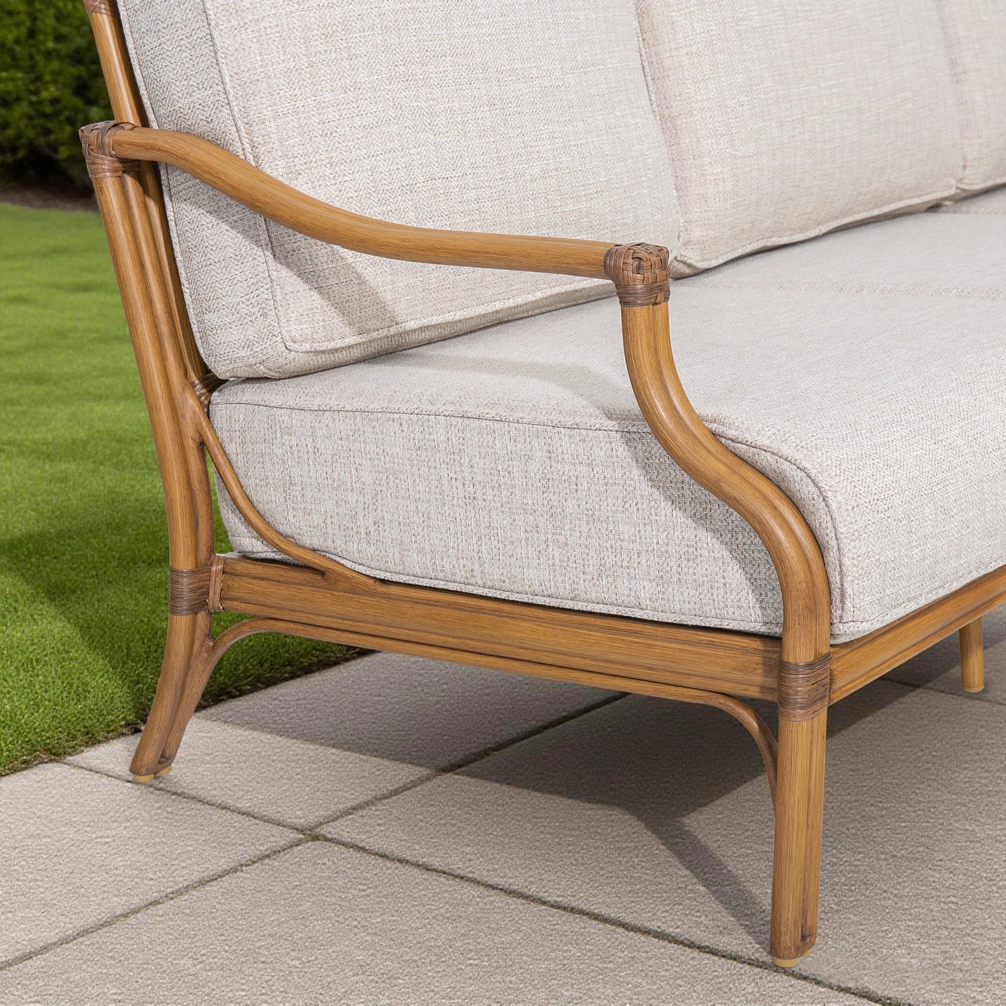 Patio Sofa and 2 Swivel Chairs with Coffee Table