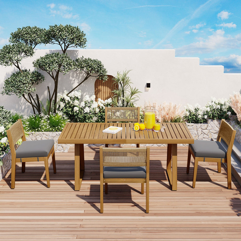 Outdoor Acacia Wood Dining Table and Chair Set