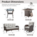Outdoor Fire Pit Conversation Set, 3-Seat Sofa & Chairs Patio Furniture Set