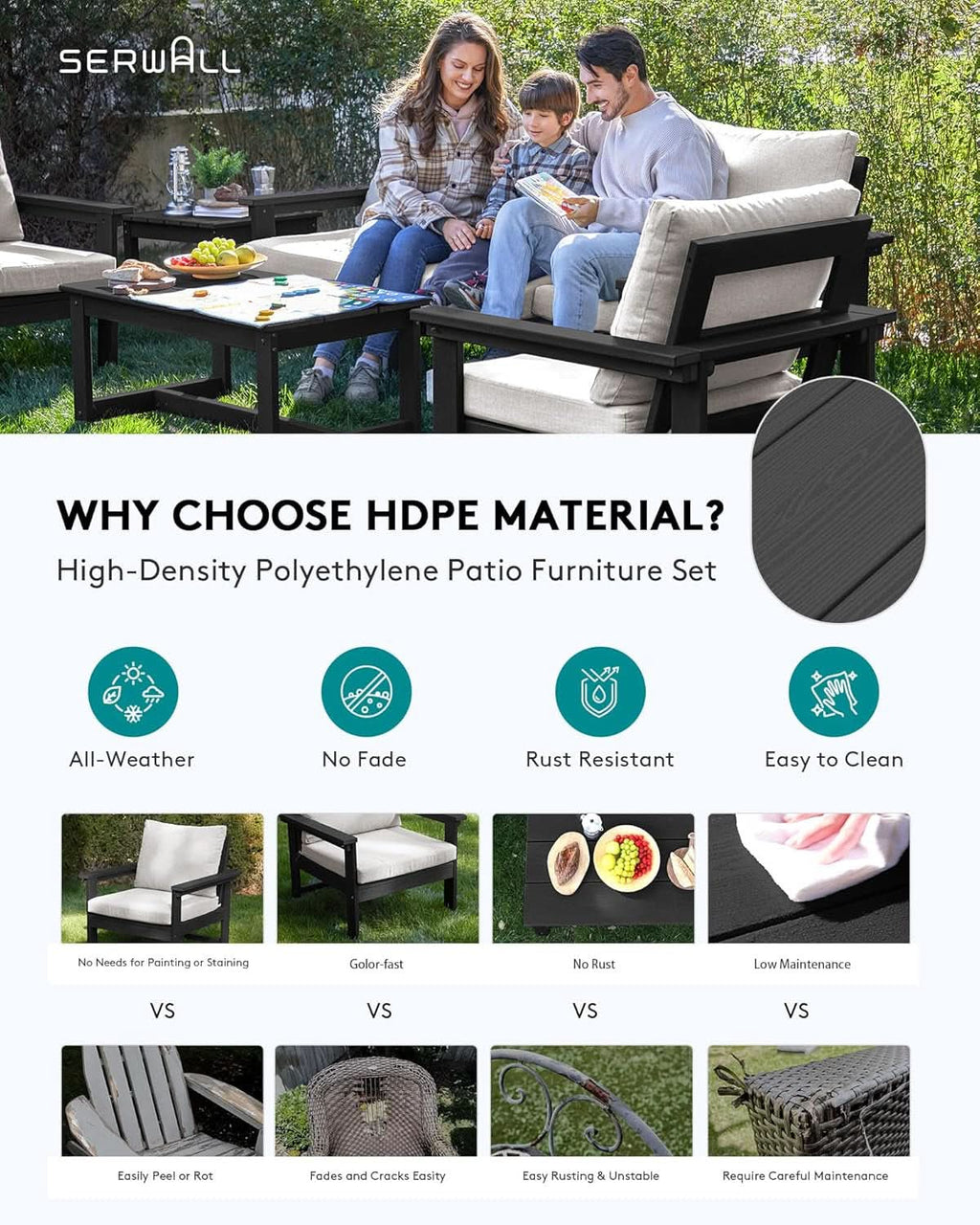 Outdoor Patio Furniture Set 7 Piece All Weather