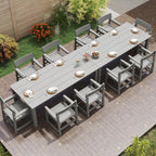 12-Piece HIPS Patio Dining Set for 10 Person Outdoor Dining Sets with Umbrella Hole Tables and Chairs Furniture Set All Weather Proof for Garden, Backyard, Poolside