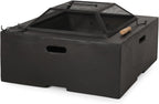 Berwick Outdoor Lightweight Concrete Wood Burning Square Fire Pit, Dark Gray