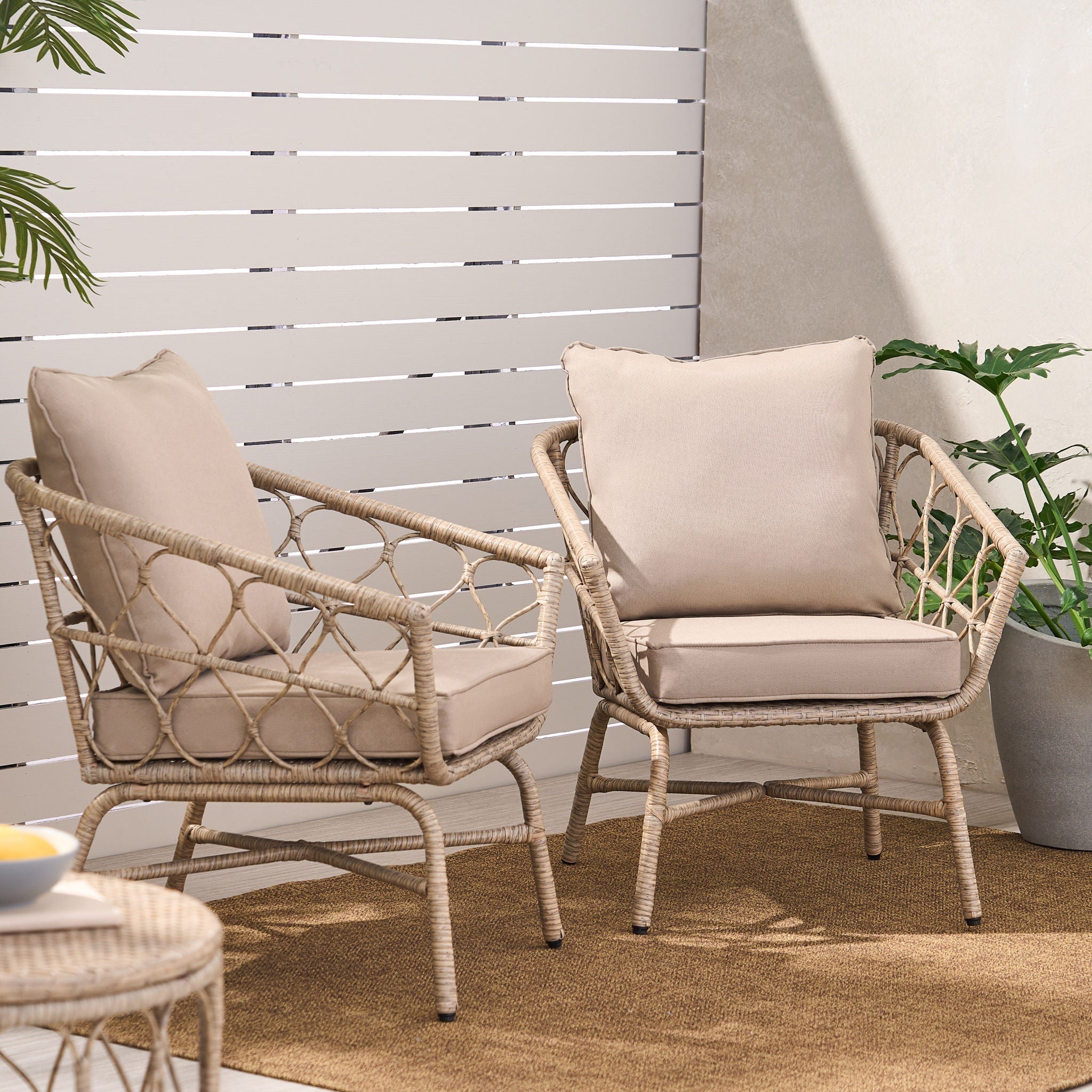 Outdoor Club Chair Set with Water Resistant Cushions