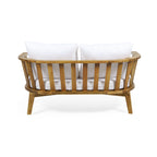 2-Person Outdoor Acacia Wood Patio Seating Group with Cushions and Coffee Table