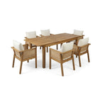 Alora 7-Piece Acacia Wood Outdoor Dining Set With Cushions And Table