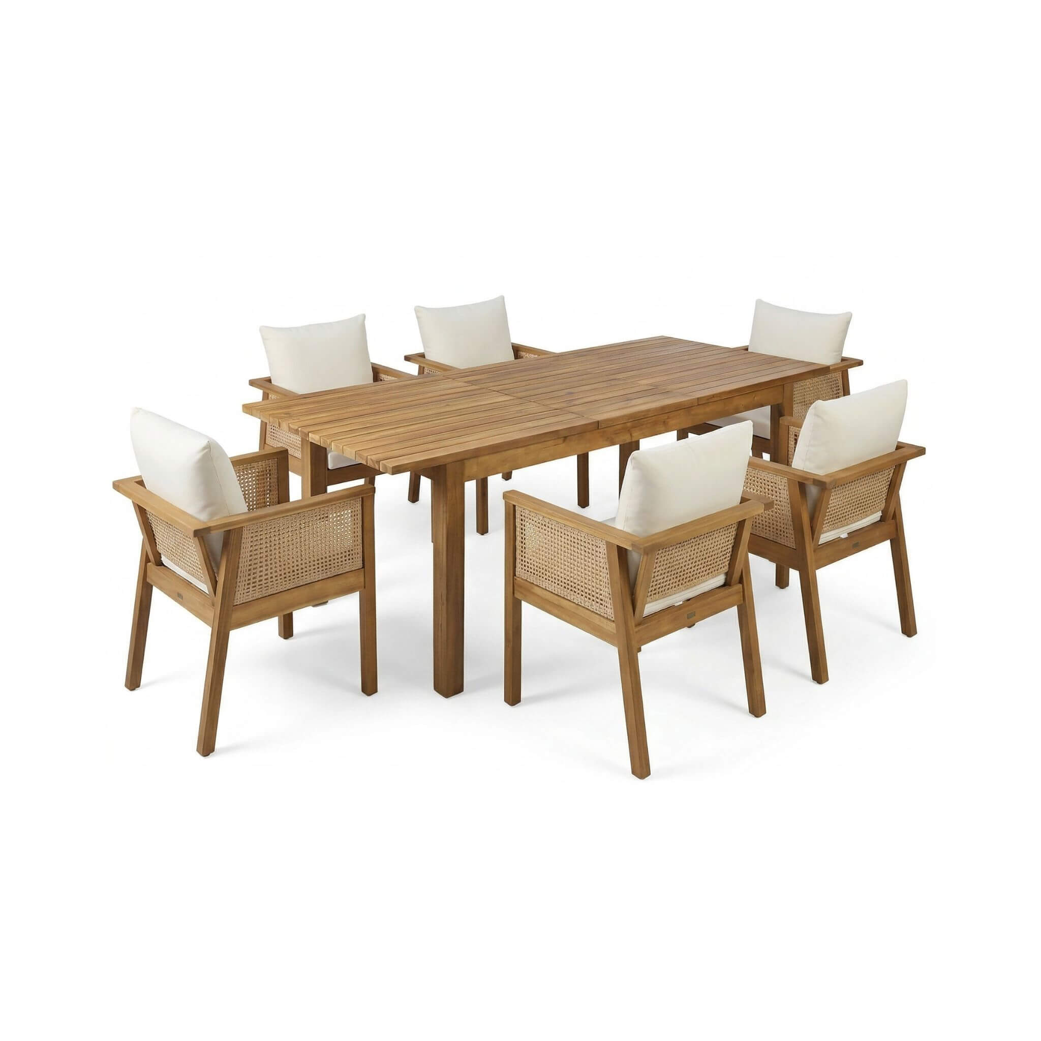 Alora 7-Piece Acacia Wood Outdoor Dining Set With Cushions And Table
