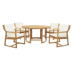 Outdoor Dining Set 5-Piece Patio Table And Chairs Set with Umbrella Hole