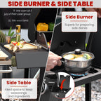 Q032-6-Burner w/Side Burner Gas Grill with 403 SQ.IN. Outdoor Grill with 60,000 BTU, Propane Grills with Top Cover Lid, Grills Outdoor Cooking for Patios, Balcony, Camping, Garden