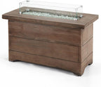 HF42603 Barnyard Style Propane Fire Pit Table for Patio and Deck Use, MGO Construction, Includes Glass Beads and Protective Cover, 42 Inch X 20 Inch, Gray