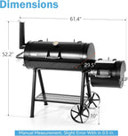 GREEN PARTY Offset Smoker Charcoal Grills with 37 -Inch Cook Chamber, Barrel Smoker and Charcoal Grill Combo, 941 Sq. In. Space Barrel Smoker Grill for Outdoor BBQ Patio Backyard Cooking