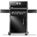 Rogue 425 3-Burner Natural Gas Grill in Black with Cast Iron Cooking Grids and Range Side Burner