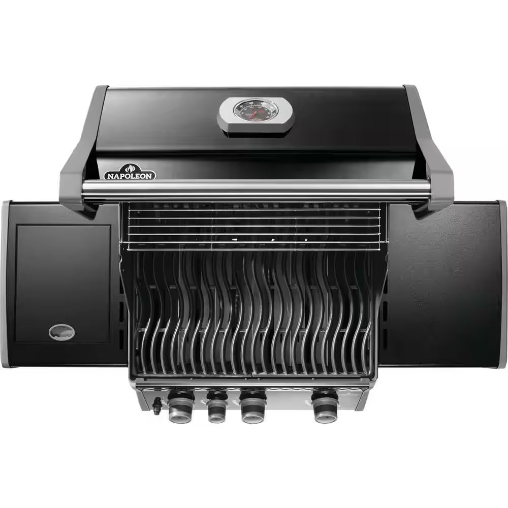 Rogue 425 3-Burner Natural Gas Grill in Black with Cast Iron Cooking Grids and Range Side Burner