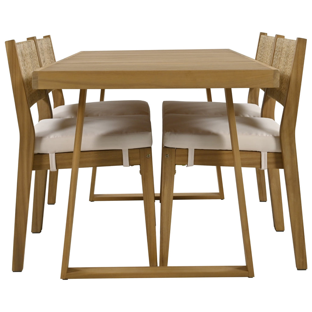 Multi-Person Outdoor Acacia Wood Dining Table and Chair Set