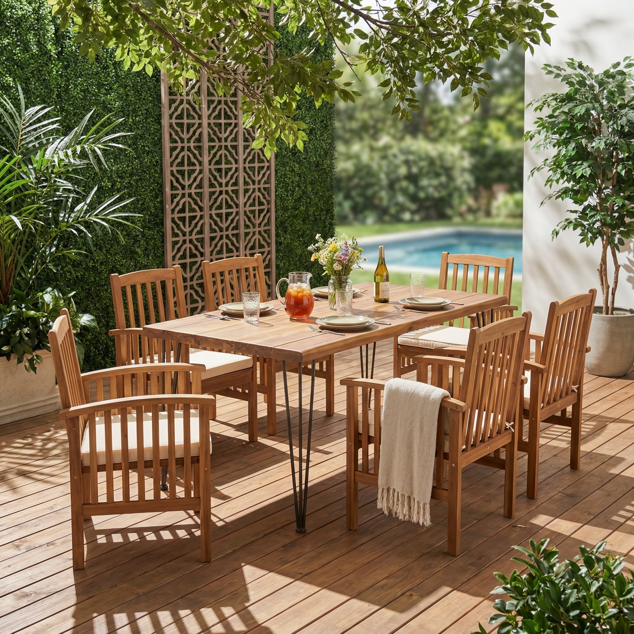 7- Piece Acacia Wood Outdoor Dining Set