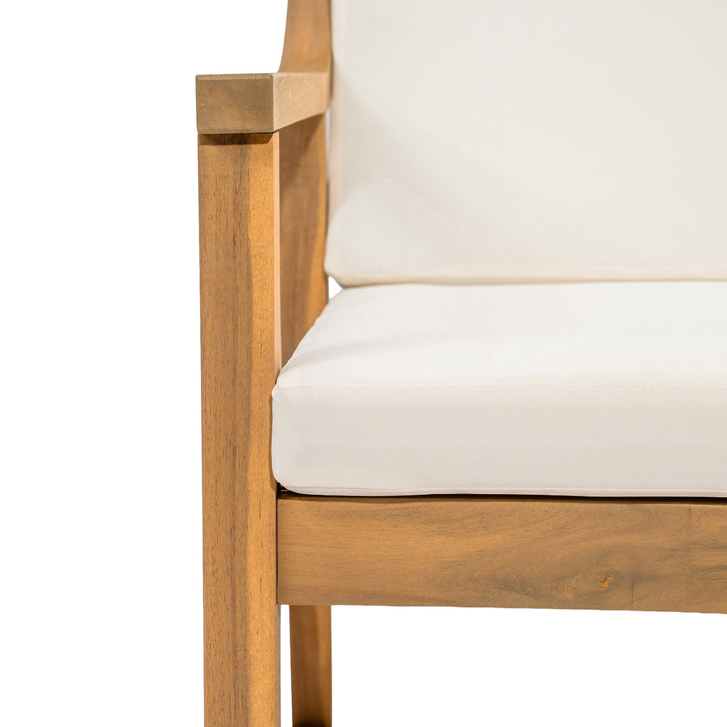 Patio Dining Chair Set of 2, Wood Outdoor Armchairs with Removable Cushions