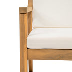 Patio Dining Chair Set of 2, Wood Outdoor Armchairs with Removable Cushions
