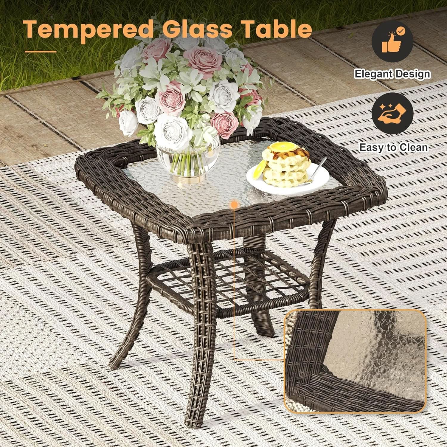 Eight-Piece Outdoor Patio Furniture Set with Firepit