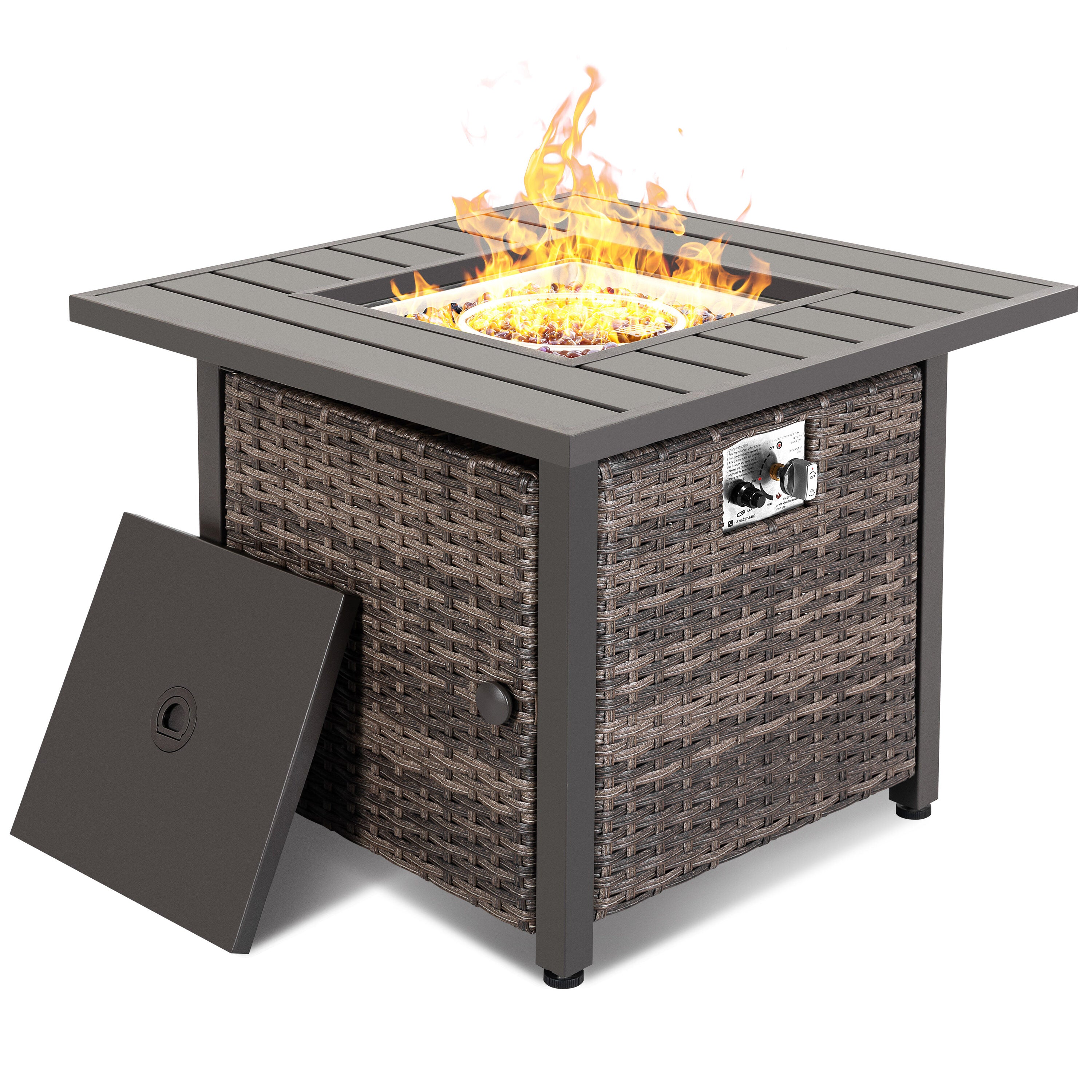 29.92-In W 50000 Maximum Btus Iron Square Liquid Propane Fire Pit Table