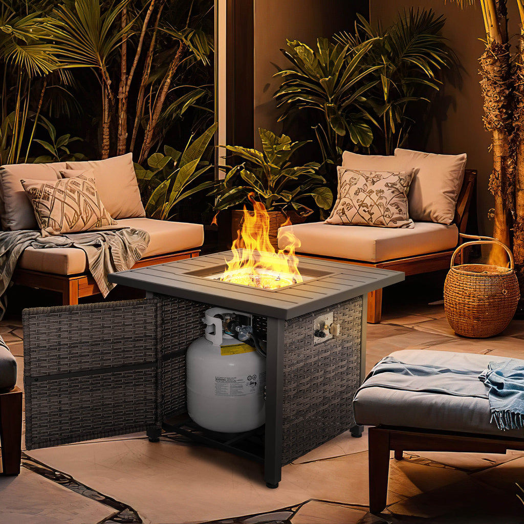 29.92-In W 50000 Maximum Btus Iron Square Liquid Propane Fire Pit Table