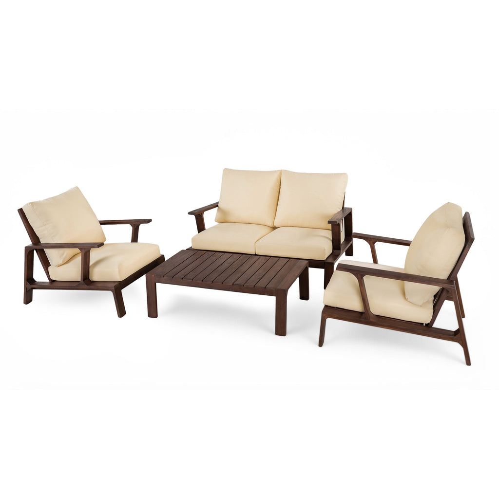 4- Piece Outdoor Sofa Set with Cushions and Coffee Table