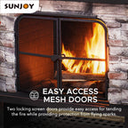 Outdoor 48 Inch Steel Wood Burning Stone Fireplace with Fire Poker and Removable Grate