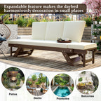 Outdoor Adjustable Patio Wooden Daybed Sofa Chaise Lounge