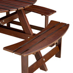 Outdoor 8- Person Round Picnic Table with Built-In Benches