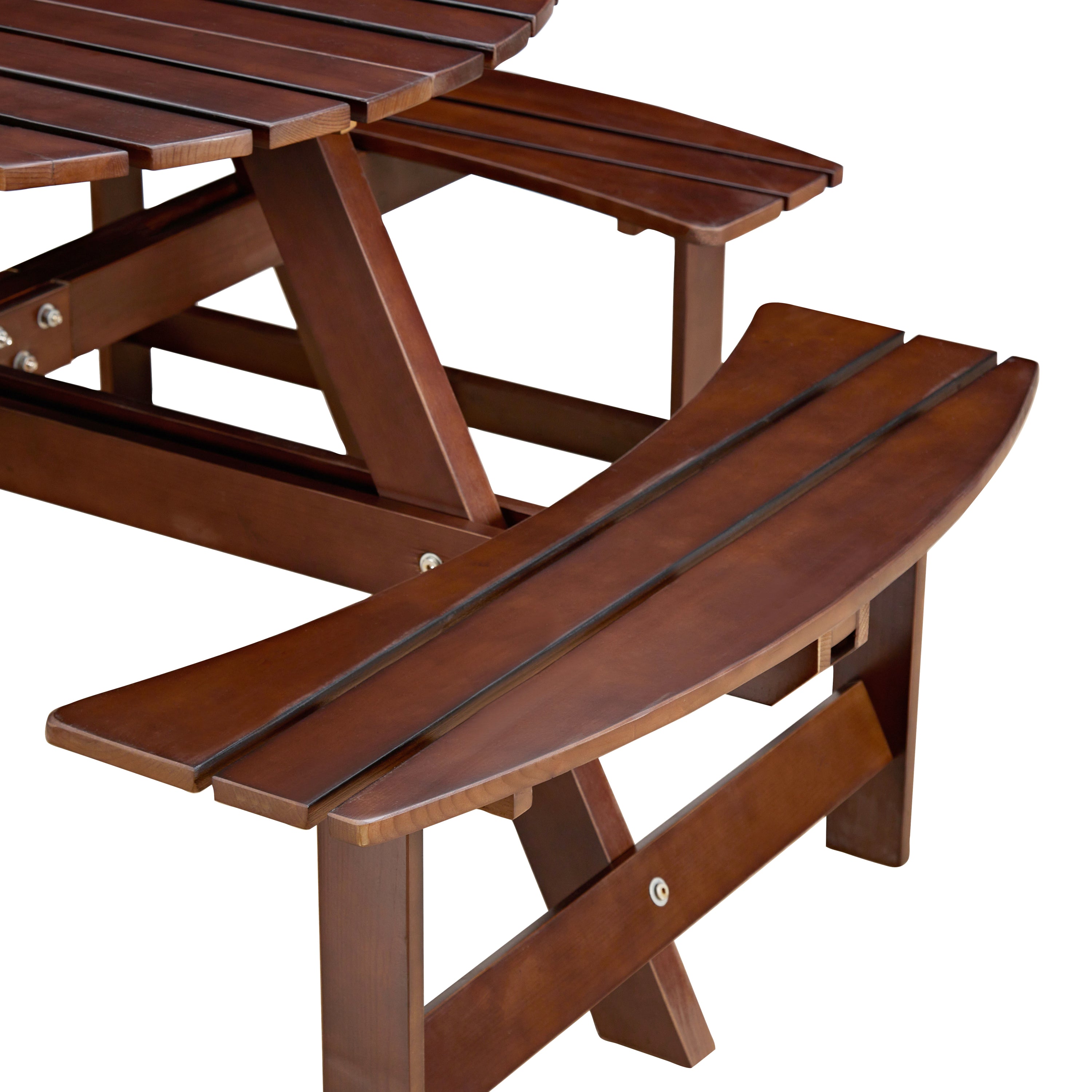 Outdoor 8- Person Round Picnic Table with Built-In Benches