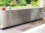 Newage Products Outdoor Kitchen Stainless Steel 3 Piece Cabinet Set with 3-Drawer, Bar and Grill Cabinet