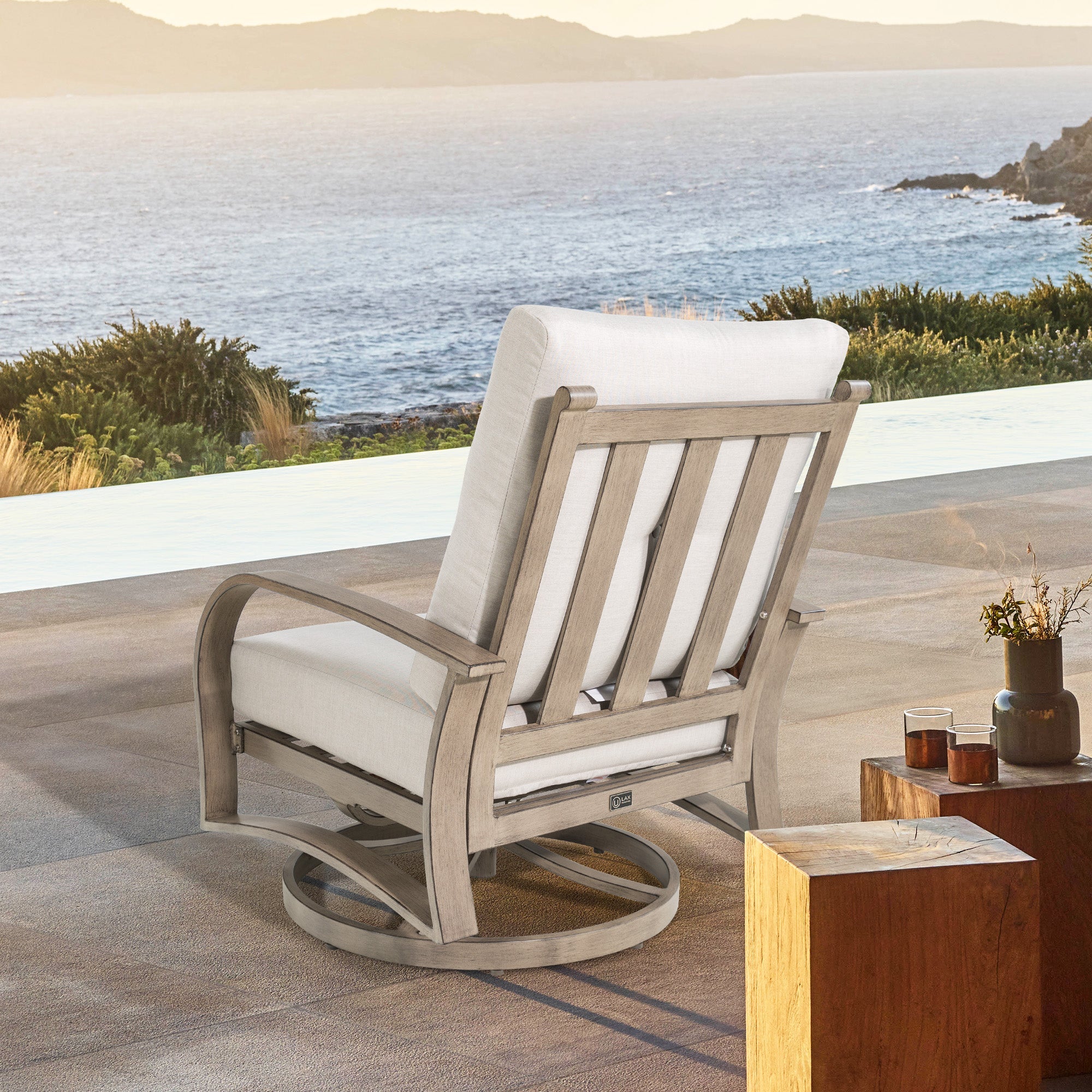 Aluminum Swivel Club Chair with Sunbrella® Cushions
