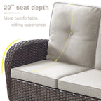 Outdoor Fire Pit Conversation Set, 3-Seat Sofa & Chairs Patio Furniture Set