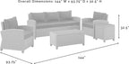 Bradenton 5-Piece Outdoor Sofa Patio Furniture Set, Wicker Conversation Sets for Porch, Brown with Sand Cushions